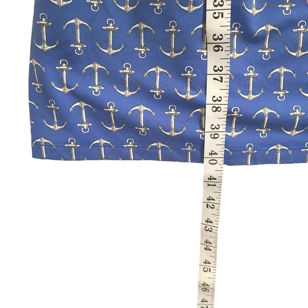 Sleeveless Blue Anchor-Print Midi Dress with Tie Neck - Picture 9 of 11